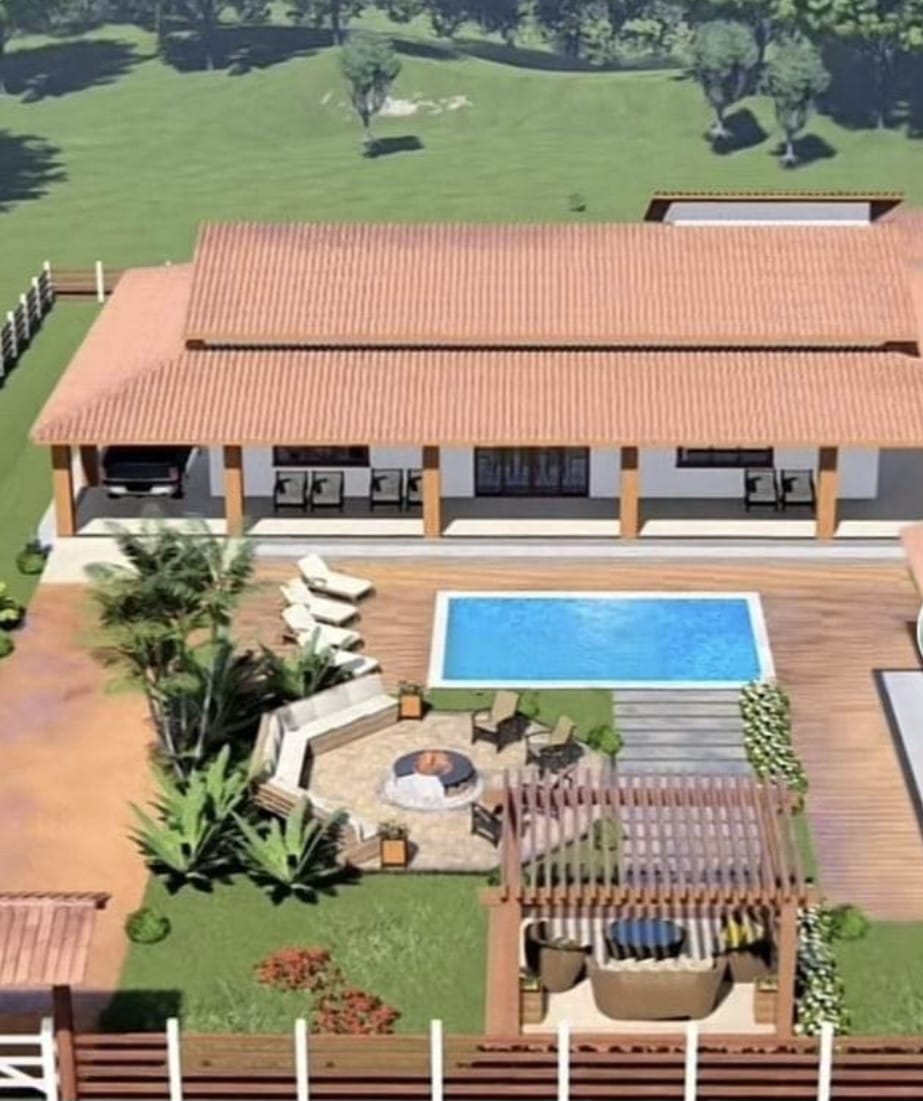 Finca con piscina vista aérea